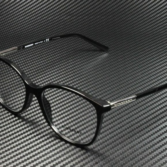 Burberry Black Round 52mm Men's Eyeglasses - Picture 1 of 4